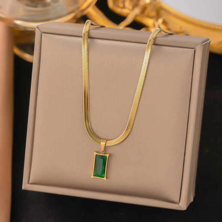 Gold-Plated Anti Tarnish Green Geometric Pendant - Buy in Kozhikode