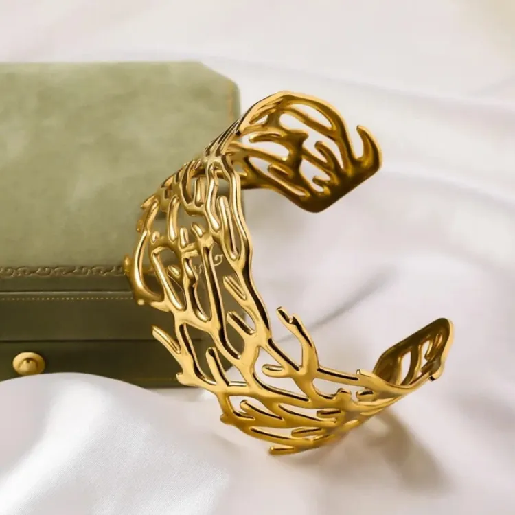 Gold Plated Tree branch cuff bracelet
