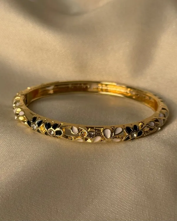 Black Bloomscape Enamel Bangle