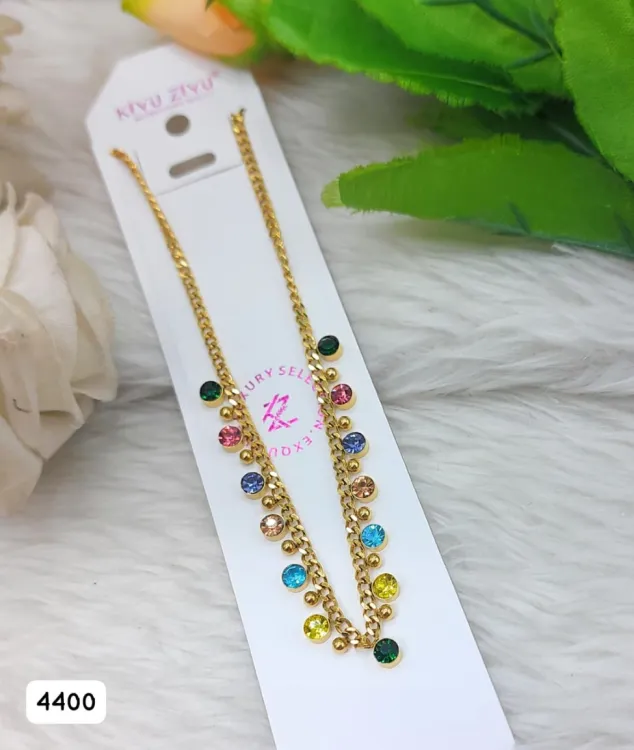 Gold plated chain with multicolour gemstone