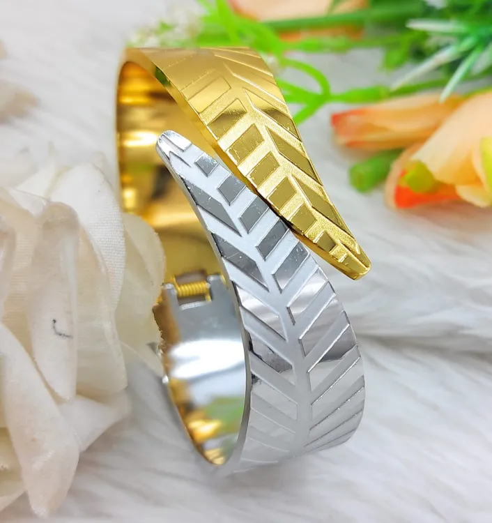 Herringbone open cuff bracelet